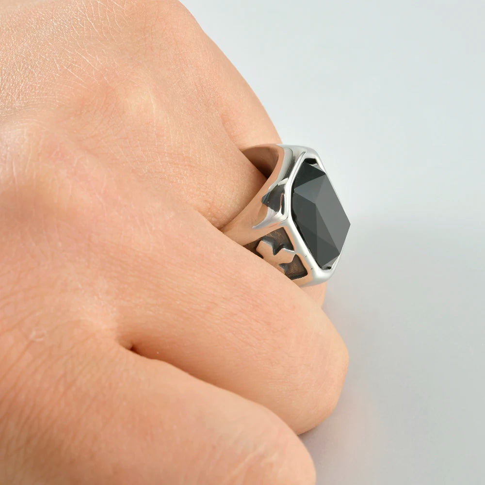 tajam BR231213 Glänzender Punk Ring - 316L Edelstahl 8mm