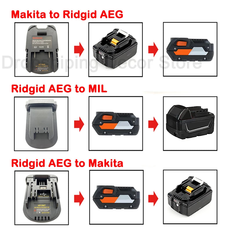 Battery Adapter Converter For Makita to for Ridgid AEG,For Ridgid/AEG to for Milwaukee,For Ridgid / AEG to for Makita Power Tool