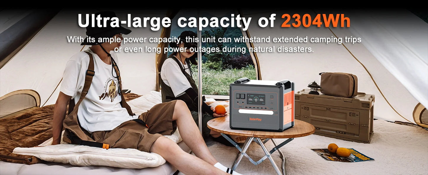 Powerstation 2025: Stație electrică SOLARPLAY 2500W Q2402M - Stocare energie 2304WH Baterie UPS Lifepo4 pentru acasă Accesorii la modă pentru camping Colecție de articole pentru exterior