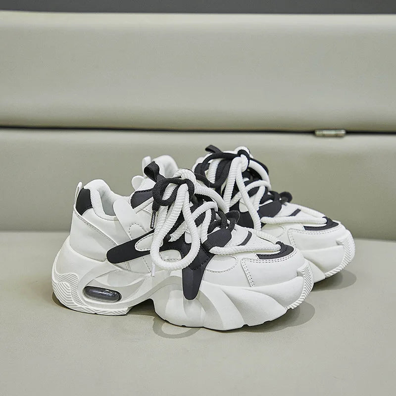Shijunyi Dicke Sneaker Atmungsaktiv - Plateau 3cm Schnürung