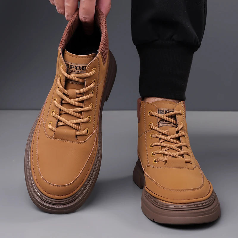 YEISNDOOCN Hochwertige Leder Stiefel - Größe EU 41-46 Schnürung