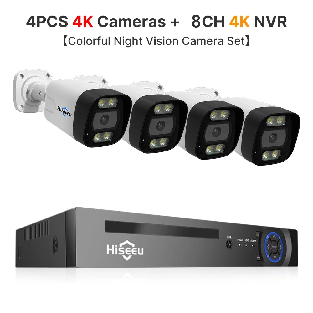 Überwachungssystem 2025: Hiseeu 4K 8MP POE Security Camera System - AI Face Detection 8 Port NVR H.265 Home Waterproof CCTV Surveillance IP Camera Kit Collection