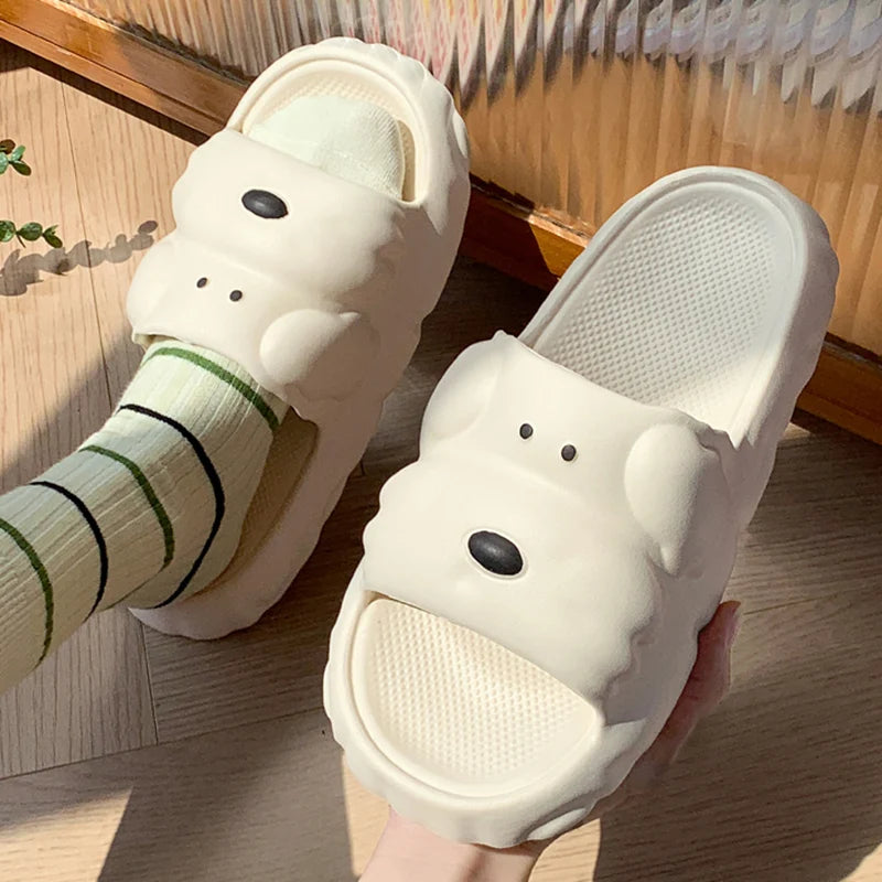 New Cartoon Summer Beach Slippers for Women Thick Sole Anti Slip Bathroom Home Slippers Woman Lightweight Soft EVA Flip Flops