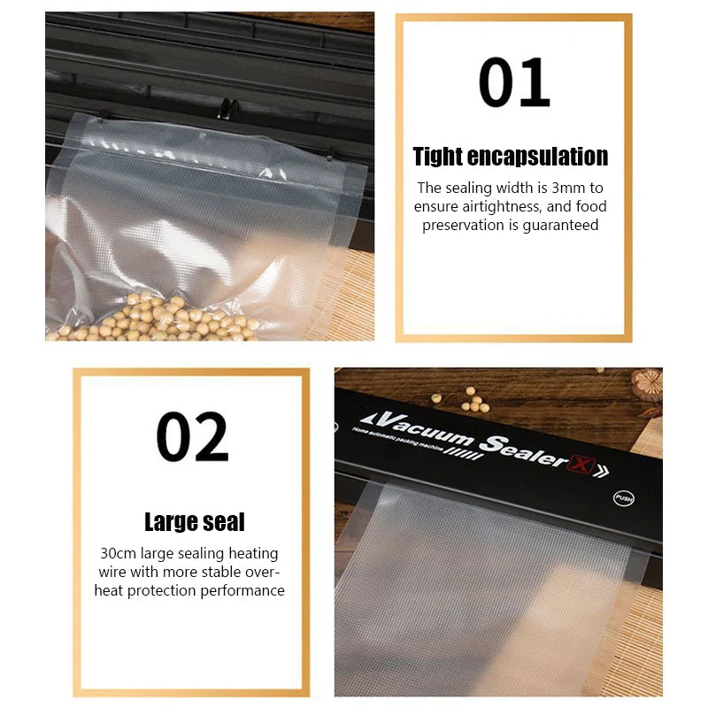 US Food Vacuum Sealer Vacuum Packaging Machine for Food with 10pcs Packed Bags 220V Automatic Household Food Vacuum Sealing