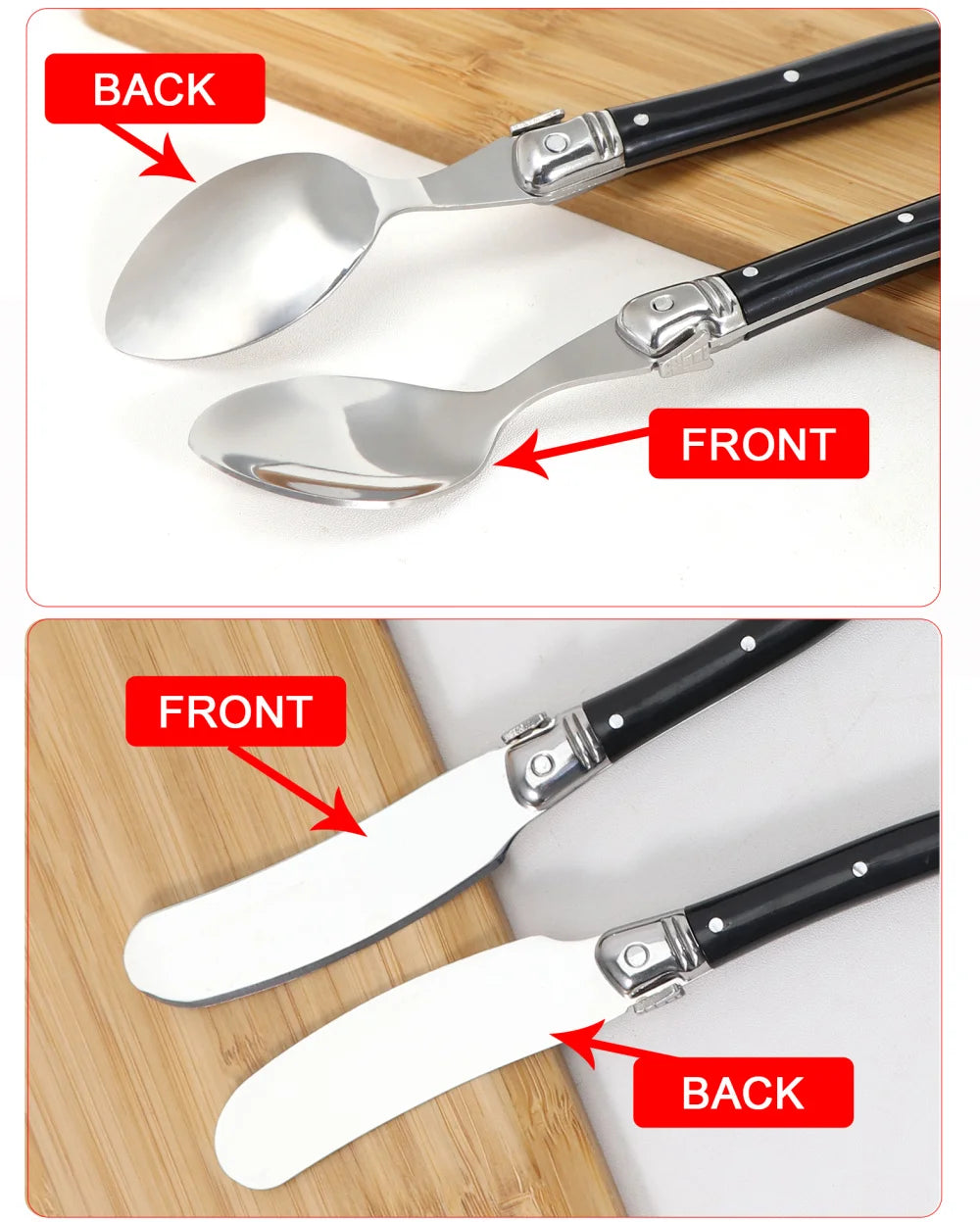 Besteck-Set 2025: Jaswehome 3/4/5pcs Stainless Steak Knife Butter Knife Fork - Soup Tea Spoon Ergonomic Black Flatware Western-Style Tableware Collection