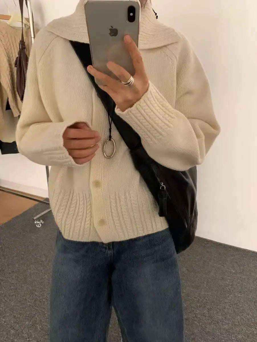 Cardigan coreean Luna - Bumbac, Mărimi S-XL, Lung