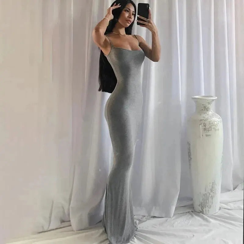 Dulzura Women 2025 Summer Party Club Evening Streetwear Bodycon Beach Basic Black Long Dress Wholesale Items For Business D22775