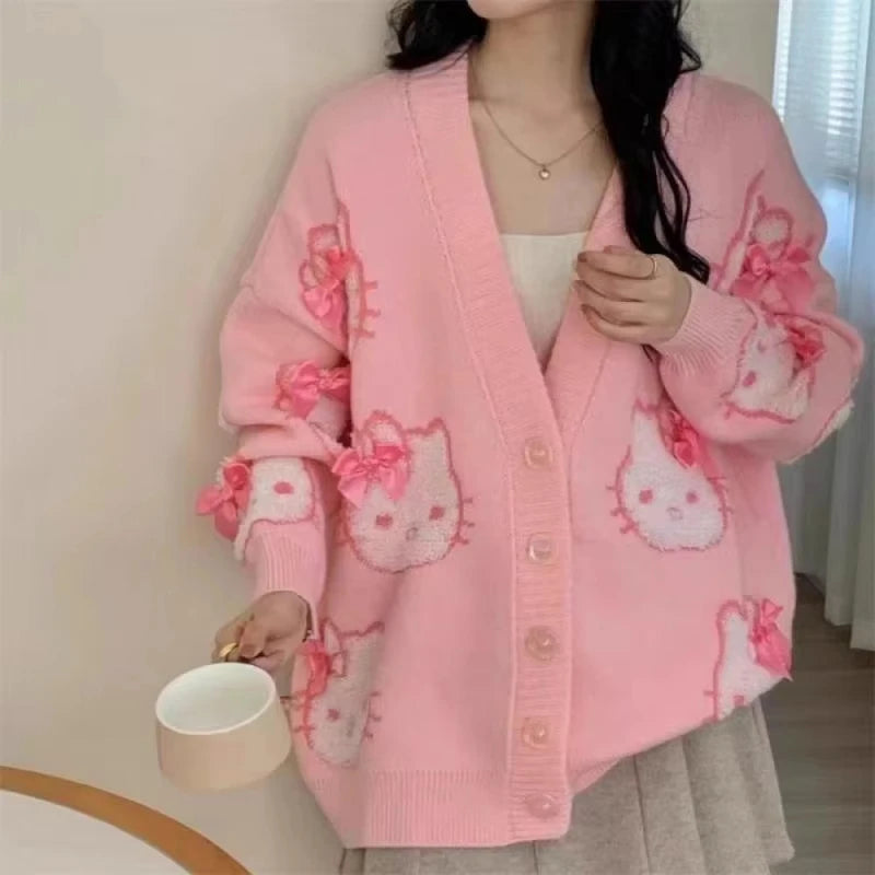 Hallo Kitty Strickjacke Niedlich - Mädchen, S–XL, Locker