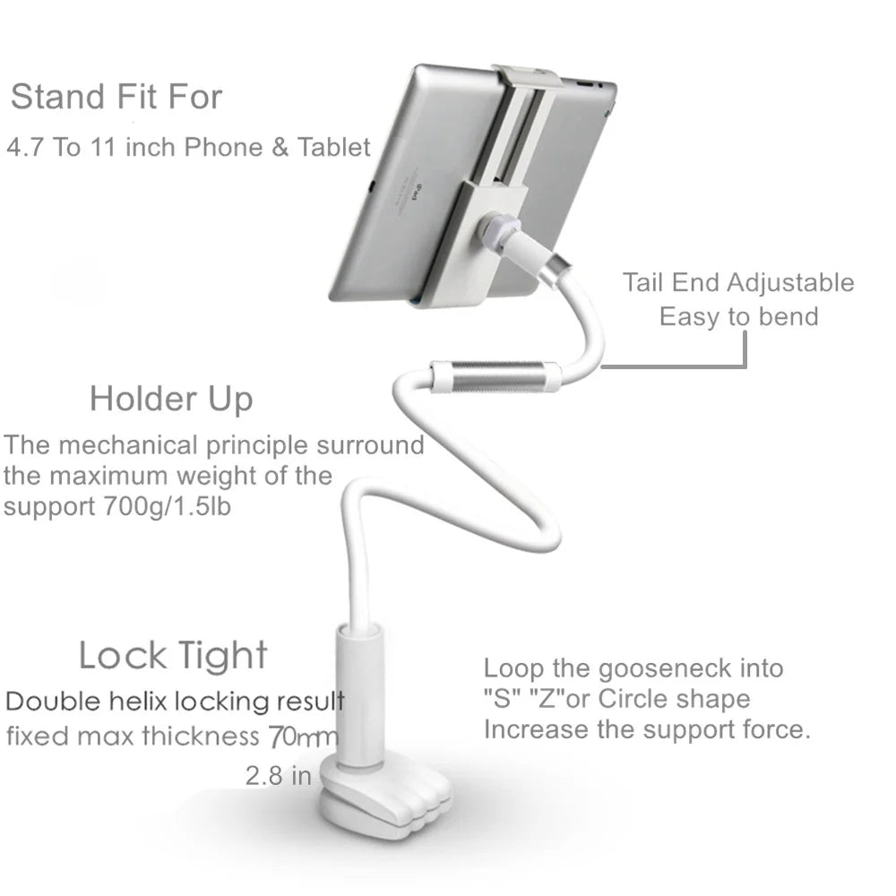Tablet-Halterung 2025: Flexible Long Arm Stand 5-11'' Phone Tablet Support Xiaomi Samsung iPad Collection