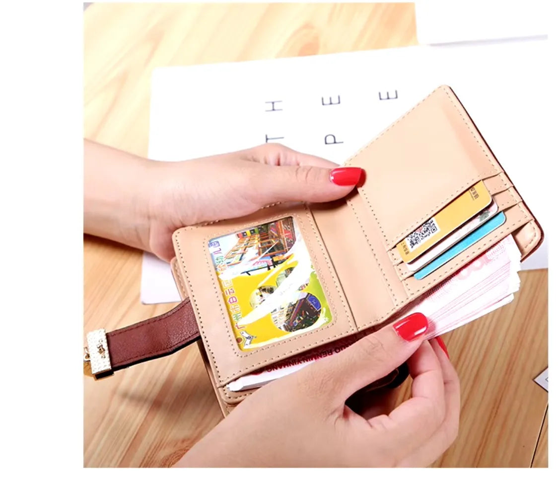 Portofel de lux pentru femei, portofel din piele, portofel scurt cu fermoar, geantă de mână mică, model cu frunze scobite, portofele de brand la modă