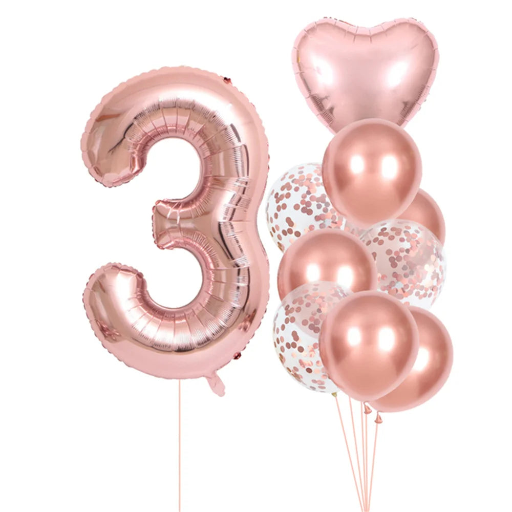 GIHOO 21118 Zahlenballons Roségold - 10 Stück 40 cm Latex