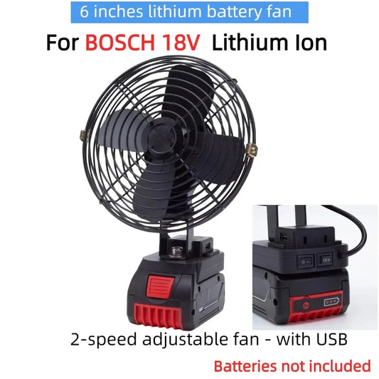 Tragbarer Ventilator Mit USB Aufladung Für BOSCH 18V Lithium Ion Schnittstelle, Für Heim Und Outdoor Camp Ventilator (Batterien Ausgeschlossen)