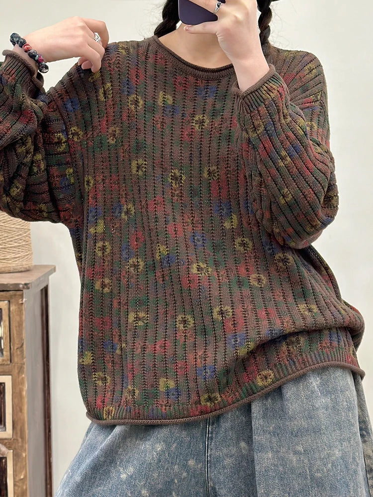 Amax LuluE Pullover Bedruckt Winter OAusschnitt-XL Baumwolle