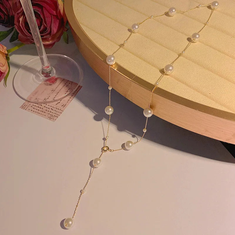 K-Pop-Perlen-Kette 2025: Gold Long-Necklace Goth - Fashion Gifts Collection
