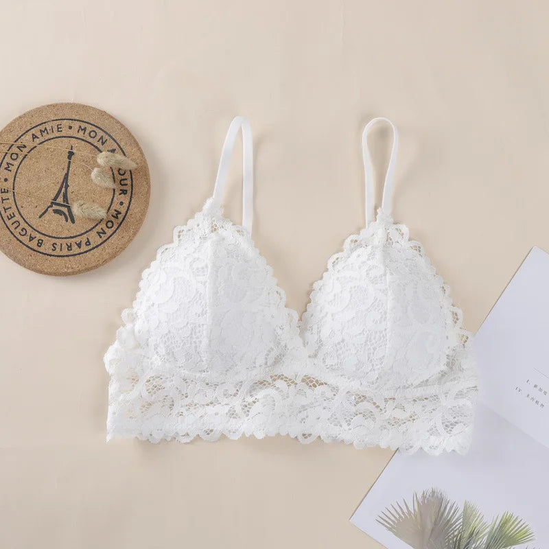 Floral Lace Bra Non-Wire Push Up Bras For Women Padded Brassiere Female Underwear elegant Lingerie V-neck Bralette Intimates