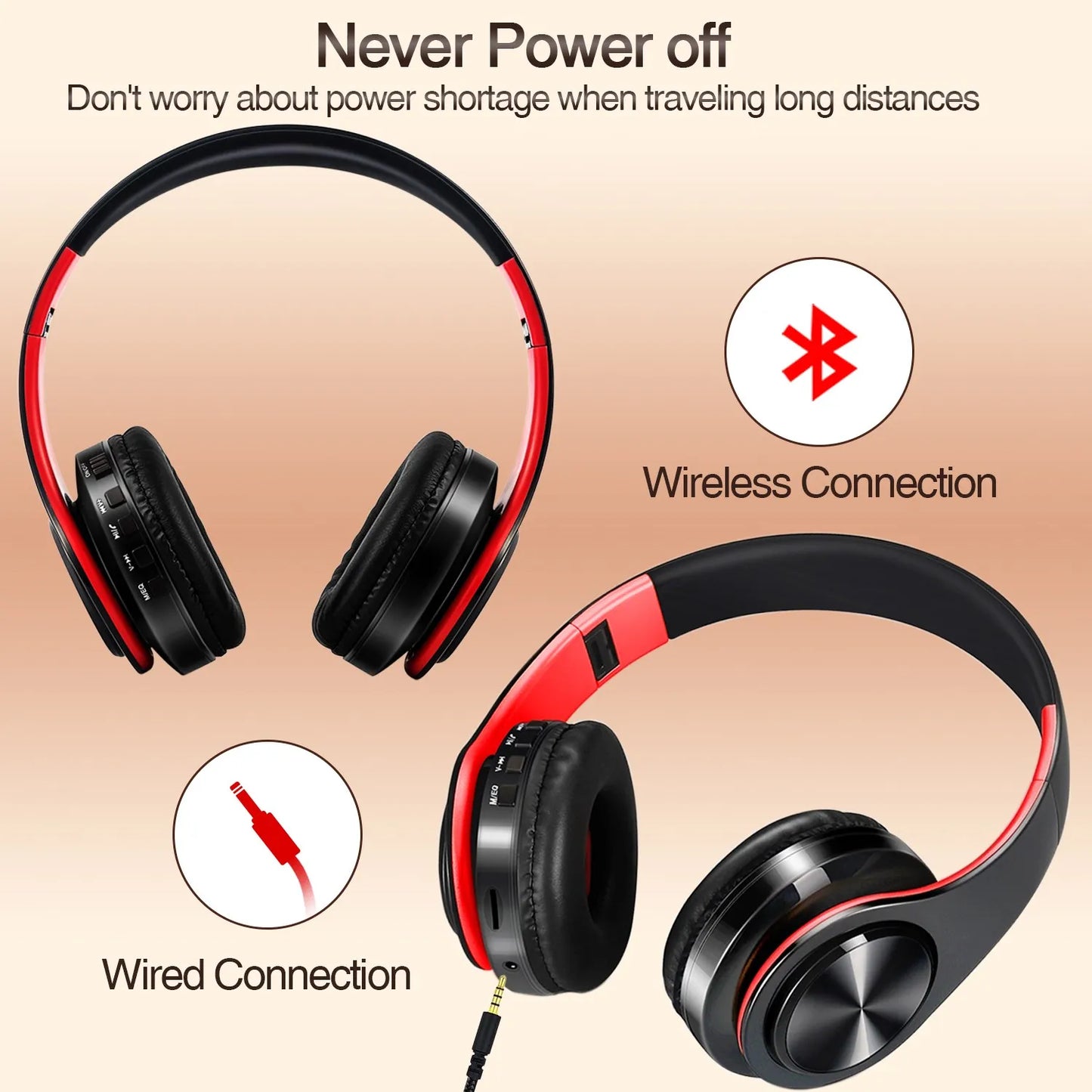 CATASSU Bluetooth Kopfhörer Over-Ear Stereo Drahtloses Headset Weiche Leder Ohrpolster Eingebautes Mikrofon für PC/Handy/TV
