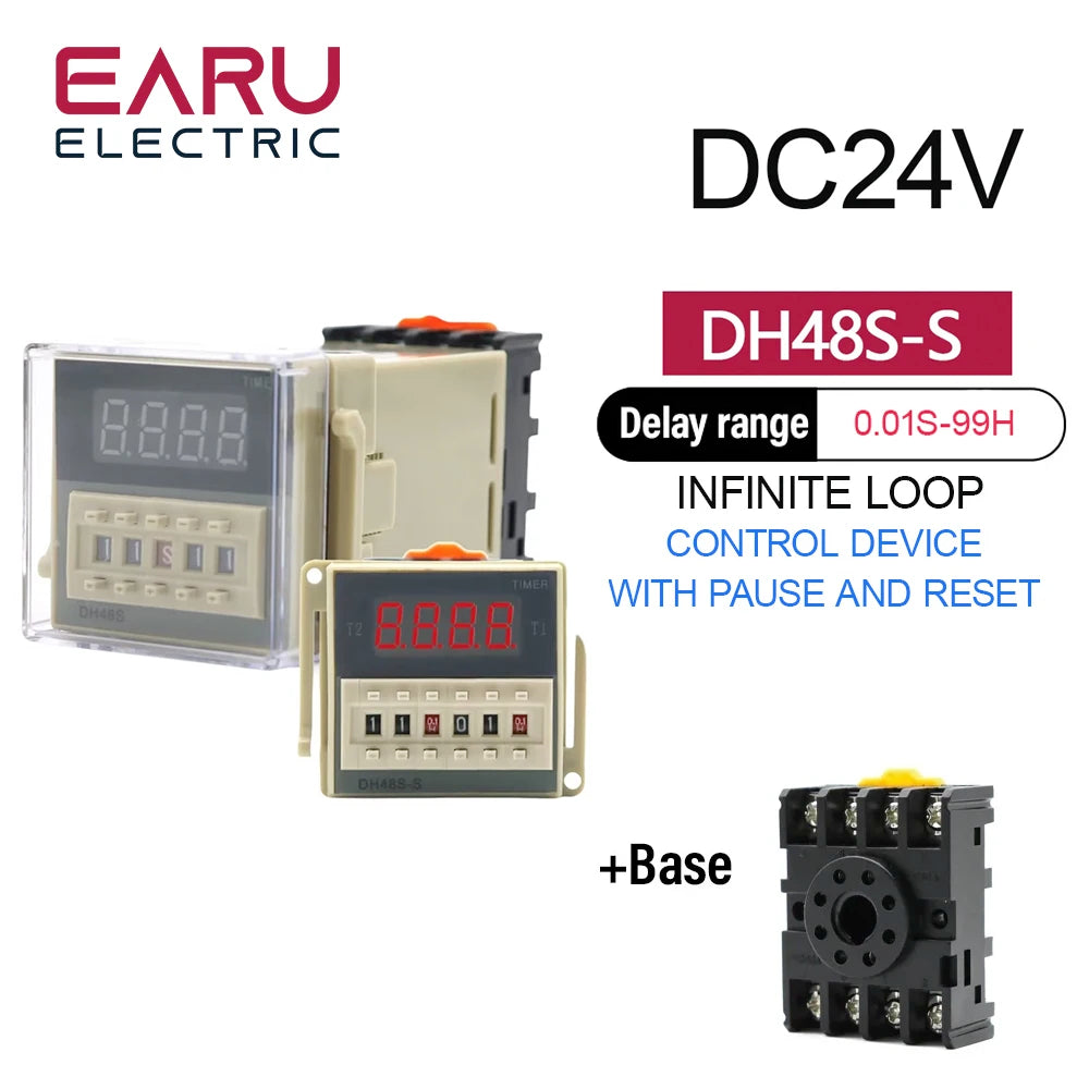 DH48S-S Zeitrelais 0,1s-99h - Programmierbare Zeitschaltuhr AC/DC mit DIN-Schiene