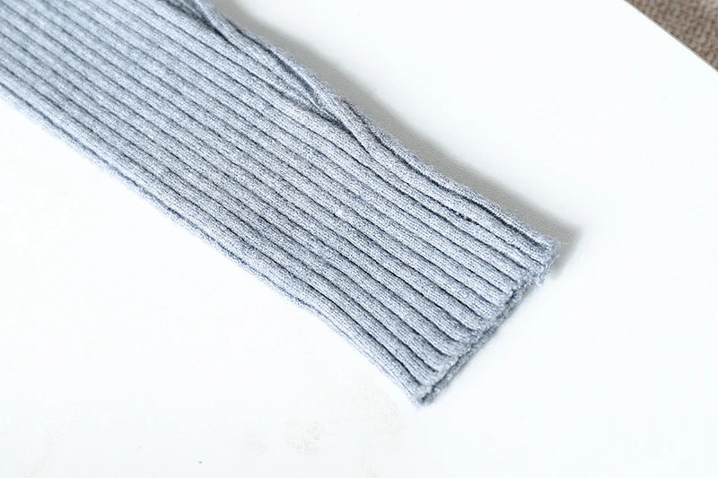 Pulover Livia cu guler înalt slim, cu nervuri - S-XL, mânecă lungă