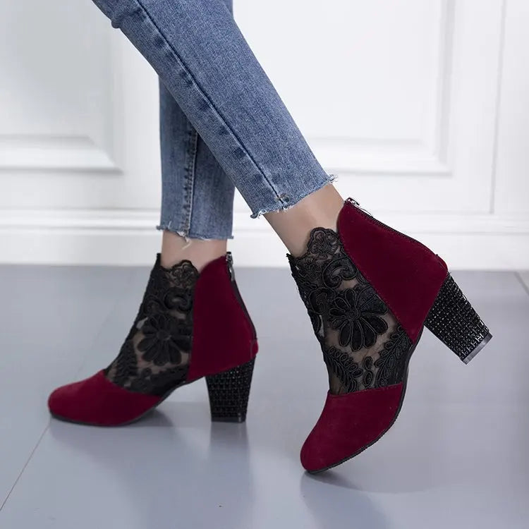 Damen Spitzen Absatz Schuhe Mode Damen Römische Sandalen Atmungsaktiv Damen Schuhe Elegante Damen Pumps Neu Mesh