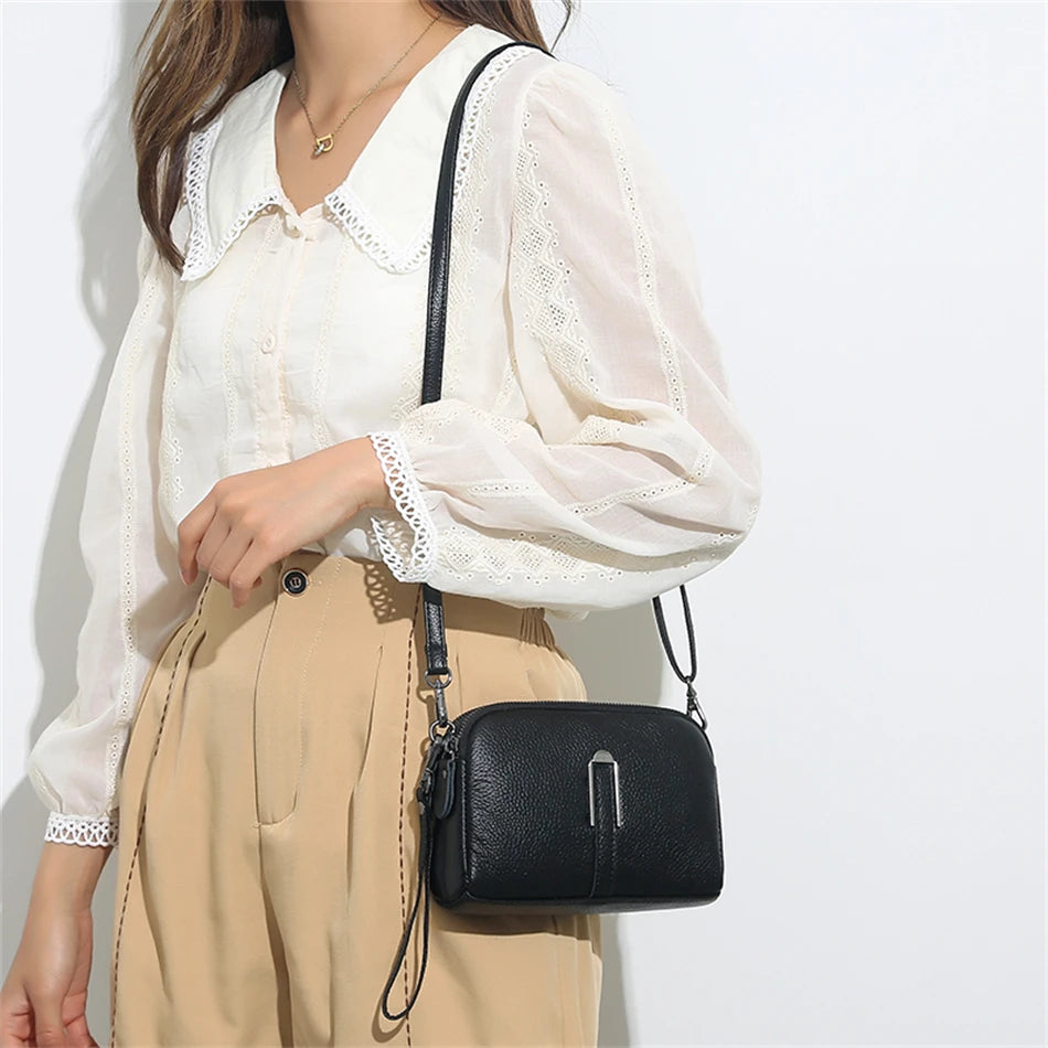 Echtes Leder Tasche Luxus Frauen Crossbody Tasche Für Frau Weiblich Einfarbig Clutch Handy Taschen Schultertasche Messenger Tasche Sac