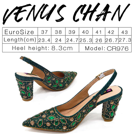 Elegant Italian Style Evening Party Shoe and Bag Set - Comfortable High Heel Women’s Shoes With Chic Hollow Design Handbag - Golden Bridge Store