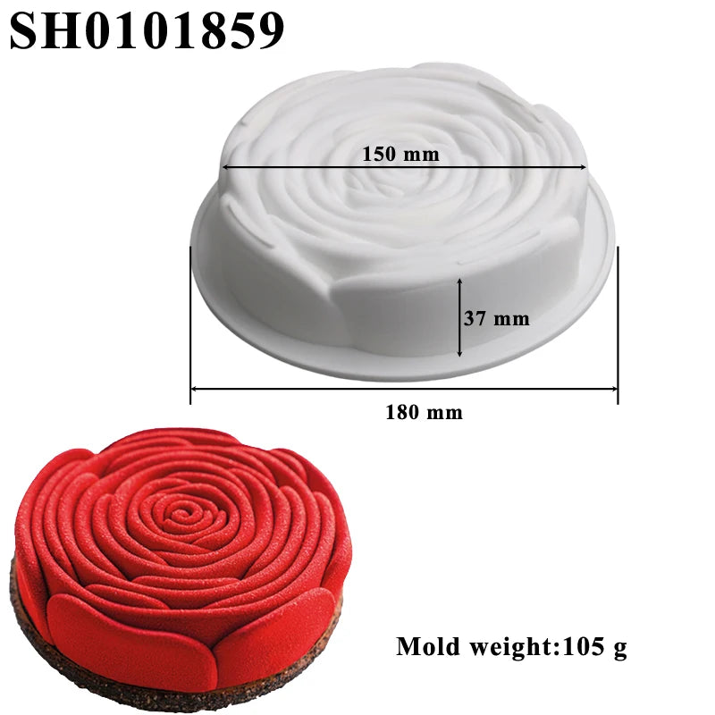 Romantic Heart or Rose Design Silicone Cake Molds Valentine's Day Mousse Cake Mold Kitchen Bakeware Dessert Decorating Tools