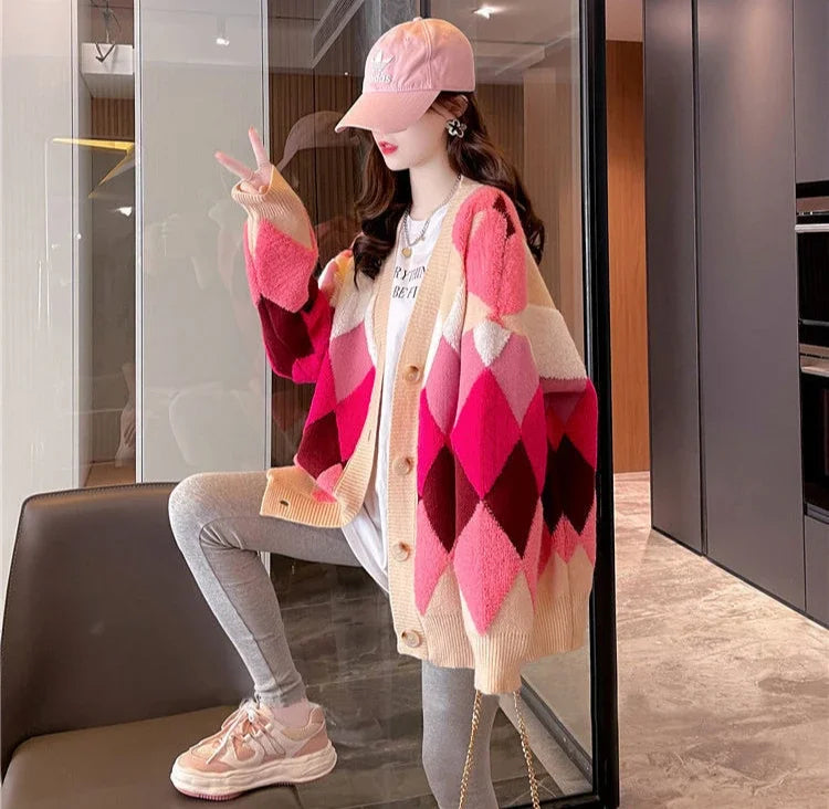 Shangkaka V-Neck Cardigan - Länge 26 Zoll Oder Mehr Gewicht 120 Bis 220 Gramm Pro Quadratmeter Lockere Passform