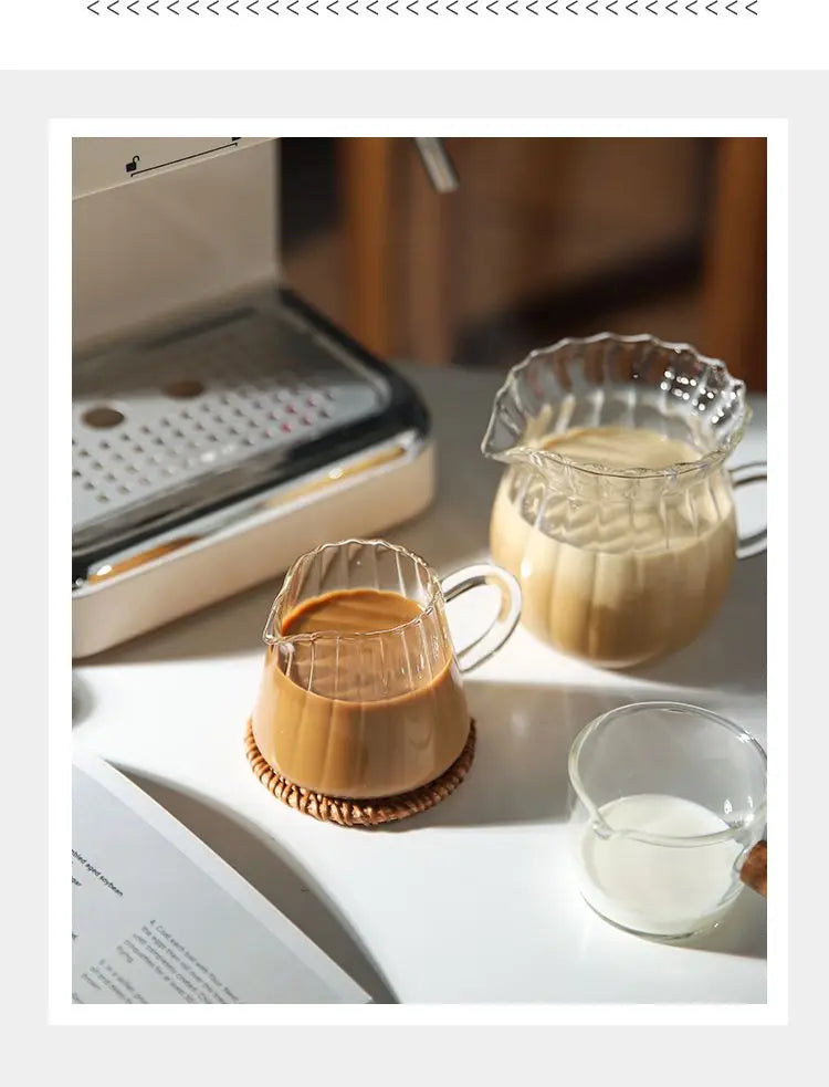 Striped Simplicity Handwork Small Milk Pot Heat-resistant Glass Exquisite Milk Cup Tea Dispenser Milk Pot Espresso Measuring Cup