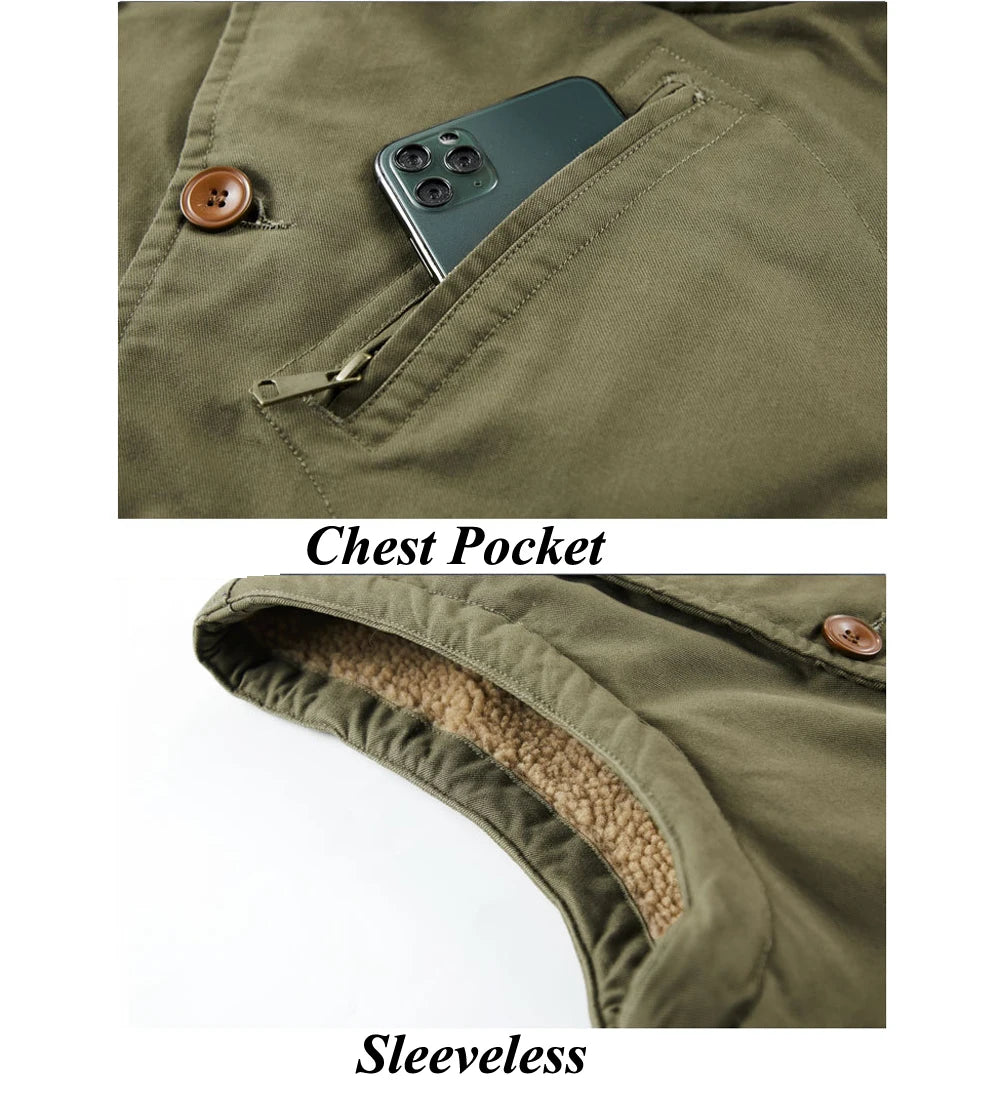 DIMUSICN Fleece Weste Warme Gepolsterte Stehkragen - Größe 6XL, Winddicht, Taschen