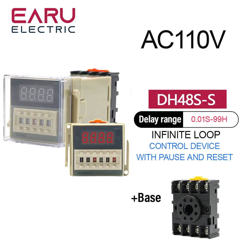DH48S-S Zeitrelais 0,1s-99h - Programmierbare Zeitschaltuhr AC/DC mit DIN-Schiene