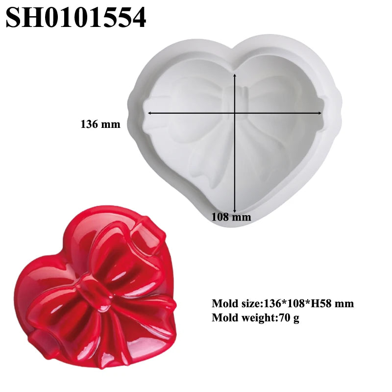 Romantic Heart or Rose Design Silicone Cake Molds Valentine's Day Mousse Cake Mold Kitchen Bakeware Dessert Decorating Tools