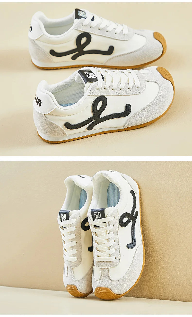 New Fashion Women's Shoes 2025 Spring Autumn Platforms Sneakers Comfortable Flat Shoes Lace-up Non Slip Casual Vulcanized Shoes