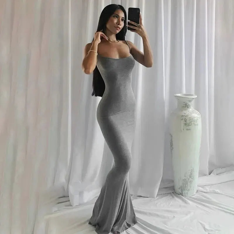 Dulzura Women 2025 Summer Party Club Evening Streetwear Bodycon Beach Basic Black Long Dress Wholesale Items For Business D22775
