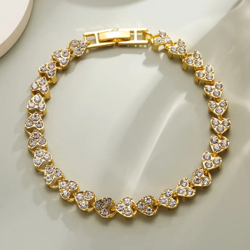 UILZ Luxus Römisch Kristall Geometrisch Kette Armbänder Für Frauen Trendy Goth Voller Strass Charm Bangles Hochzeit Schmuck Accessoires