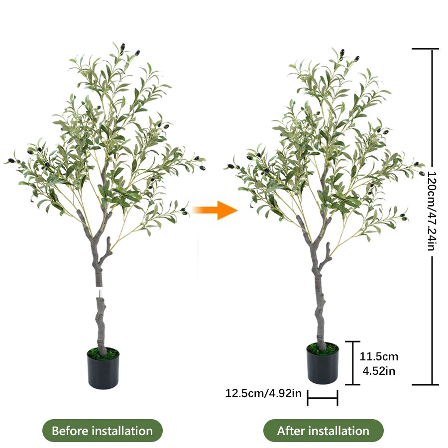 Măslin artificial 4/5/6 FT - Plantă artificială cu fructe, decorațiuni de Halloween, Crăciun, cameră de ghiveci, decorare