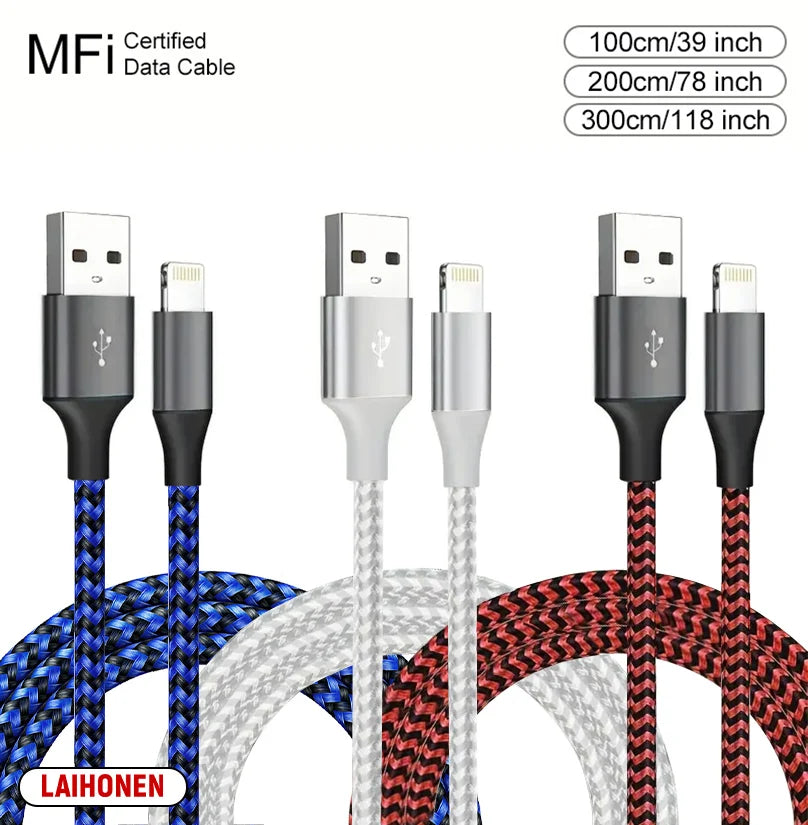LAIHONEN AL-BZ-001 MFi Lightning-Kabel - 1-3m, 12W, Nylon