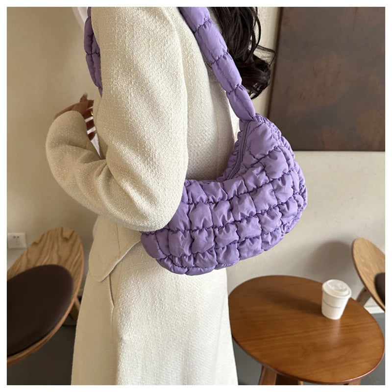 Quilted Padded Crossbody Bag for Women Pleated Bubbles Cloud Shoulder Bags Large Tote Bucket Designer Bag Ruched Handbags 2024