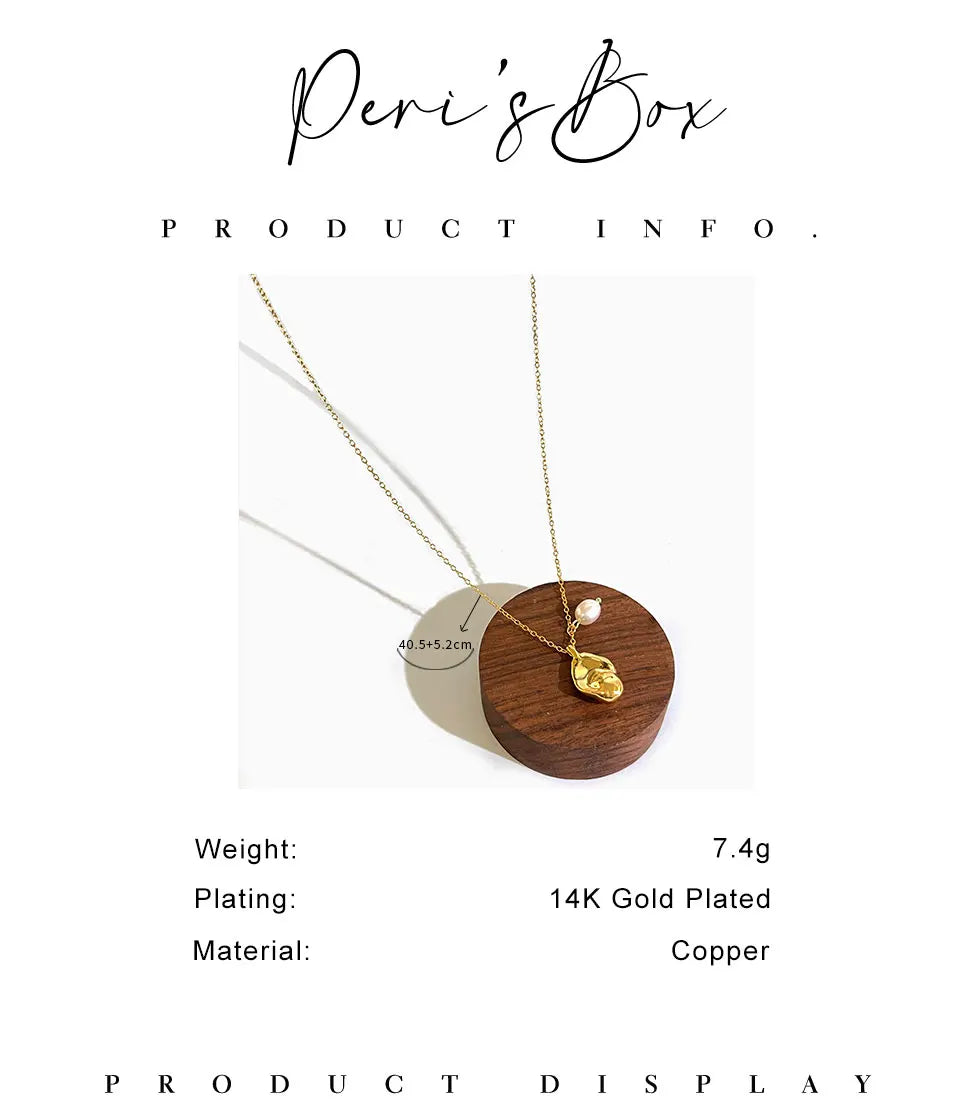 Peri'sbox Gold Silver Plated Baroque Pendant Necklace with Natural Freshwater Pearl Irregular Teardrop Necklaces Great Gift Idea