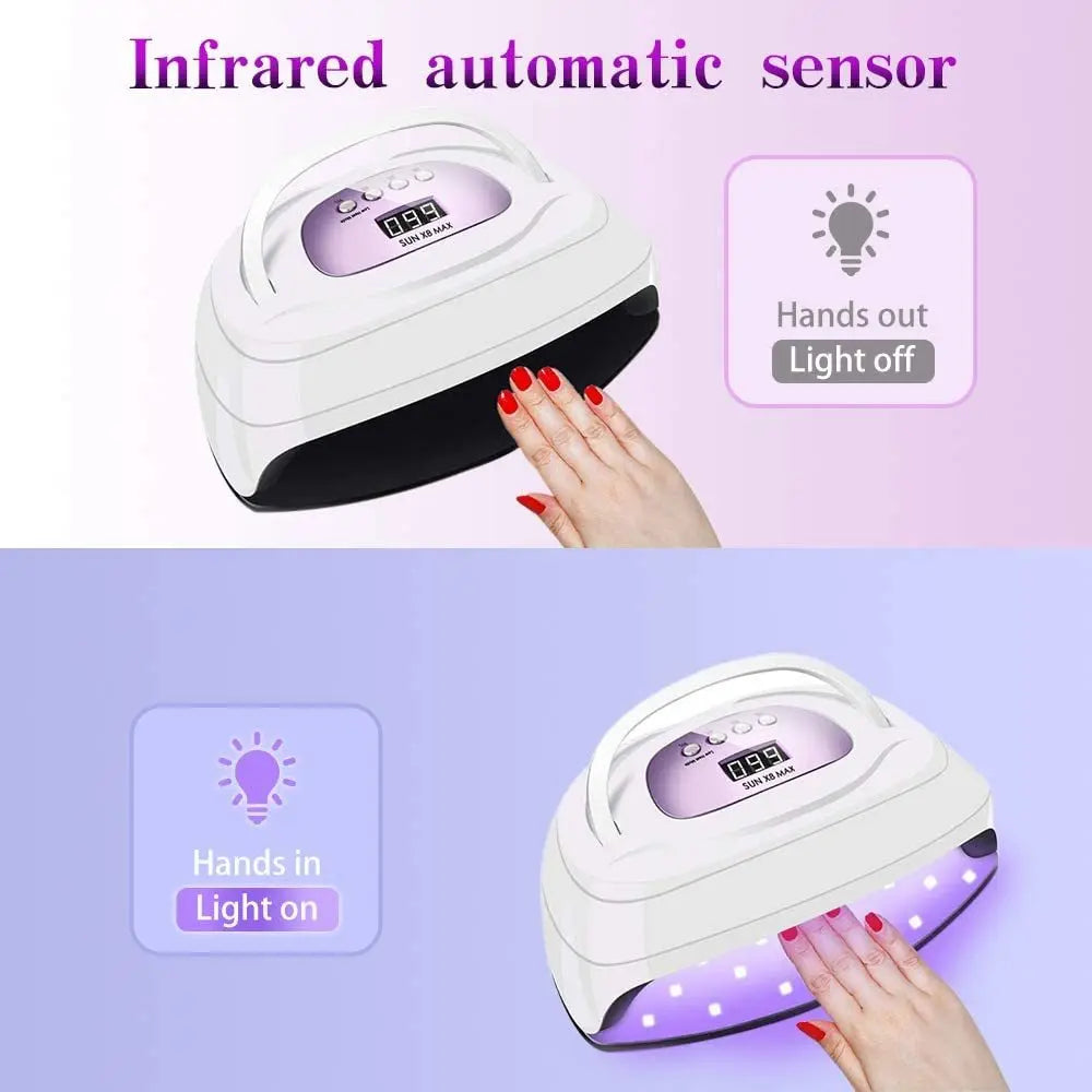 Large Size LED UV Lamp For Nails 150W Uv Light Gel Polish Nail Drying Lamp Nail Dryer Equipment Manicure Accessories Sun X8 Max
