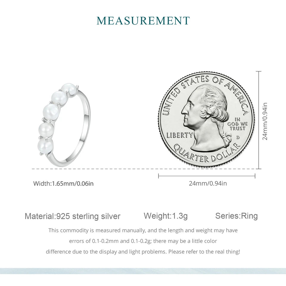 BISAER 925 Sterling Silver Pearl Ring Double Layer White Gold Zircon For Elegant Women Wedding Engagement Original Fine Jewelry