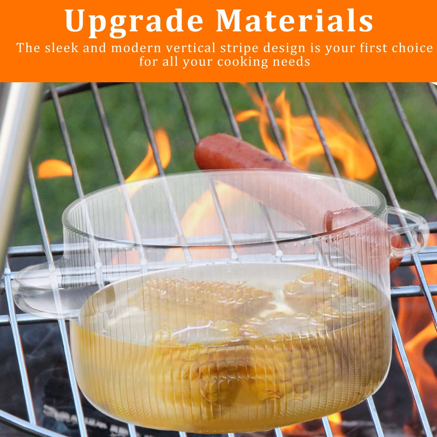 Transparent Soup Pot Heat Resistant High Borosilicate Glass Dual Handles Nonstick Glass Saucepan With Cover Kitchen Cooking Tool