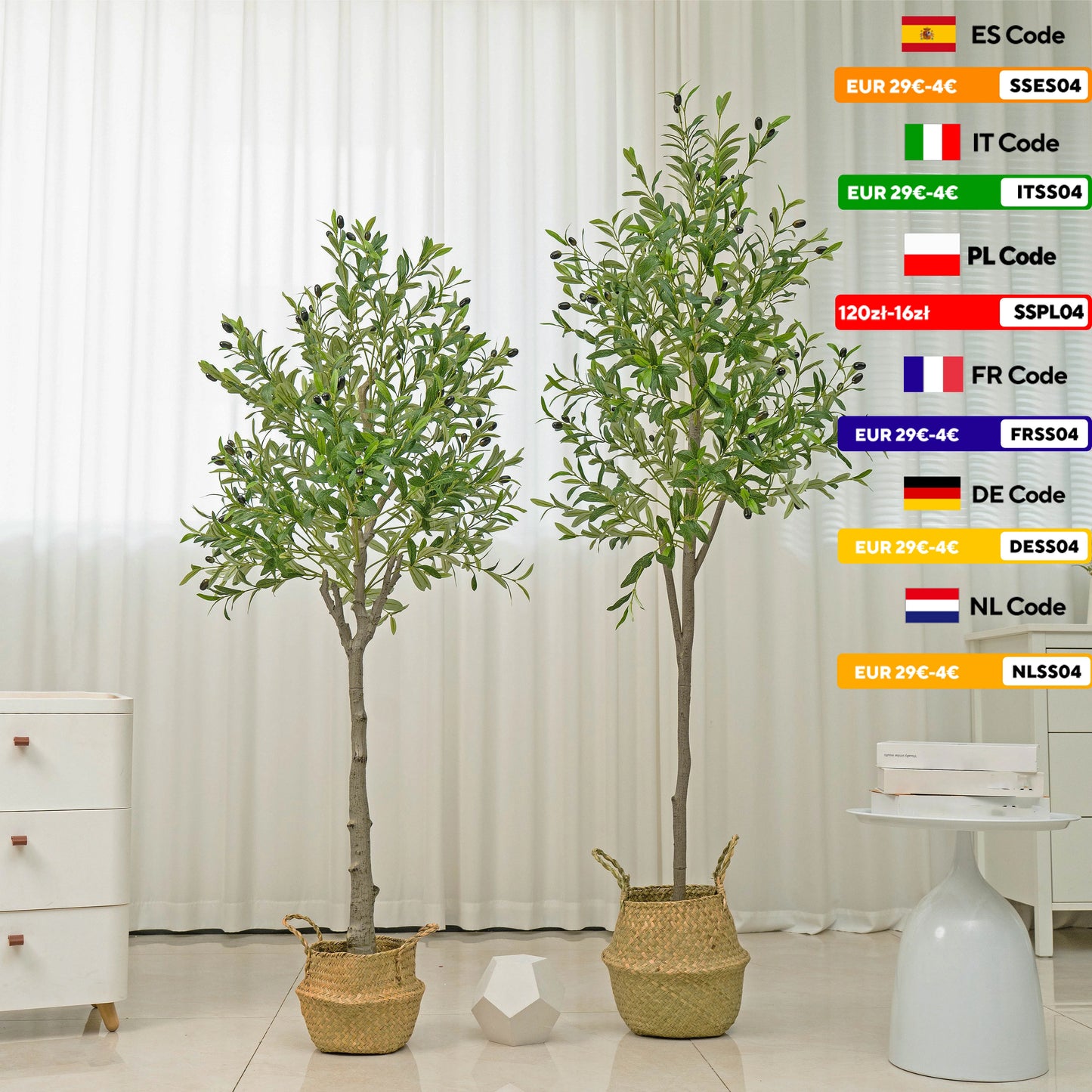 Măslin artificial 4/5/6 FT - Plantă artificială cu fructe, decorațiuni de Halloween, Crăciun, cameră de ghiveci, decorare