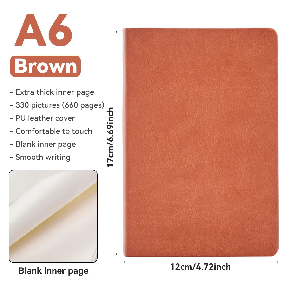 PU Leder Notizbuch A4/A5/A6 2025 - Super Thick 330 Seiten Sketchbook Schule Journal