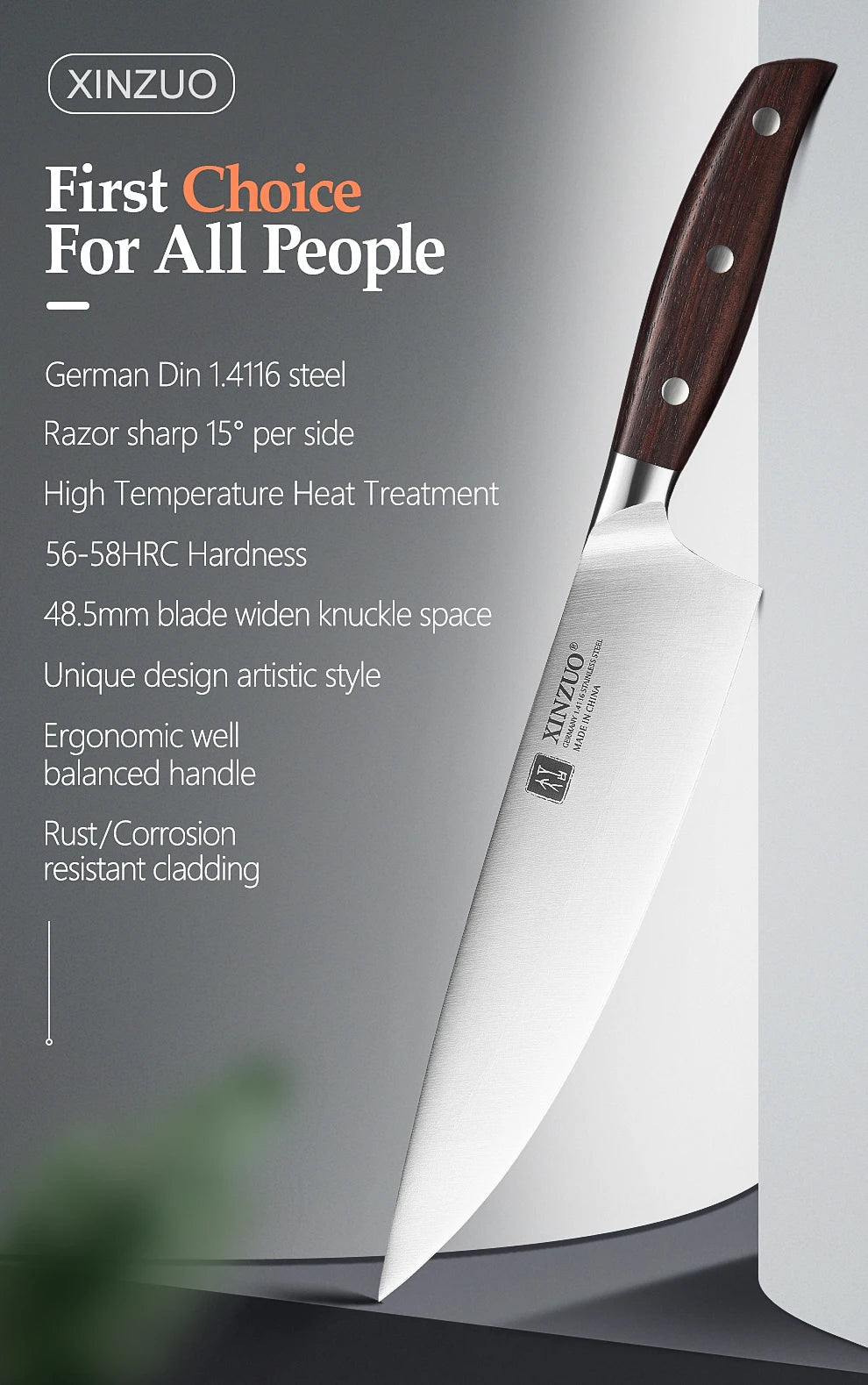 XINZUO Kitchen Tools 6 PCS Kitchen Knife Set Utility Cleaver Chef Bread Fruit Santoku Knives Stainless Steel Kitchen Knife Sets