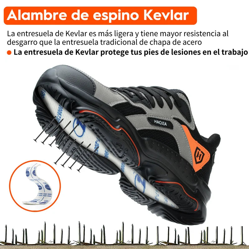 Pantofi de lucru pentru bărbați, pantofi de siguranță anti-șoc, anti-punctură, pantofi indestructibili, respirabili, confortabili, cu vârf de oțel, pantofi de protecție