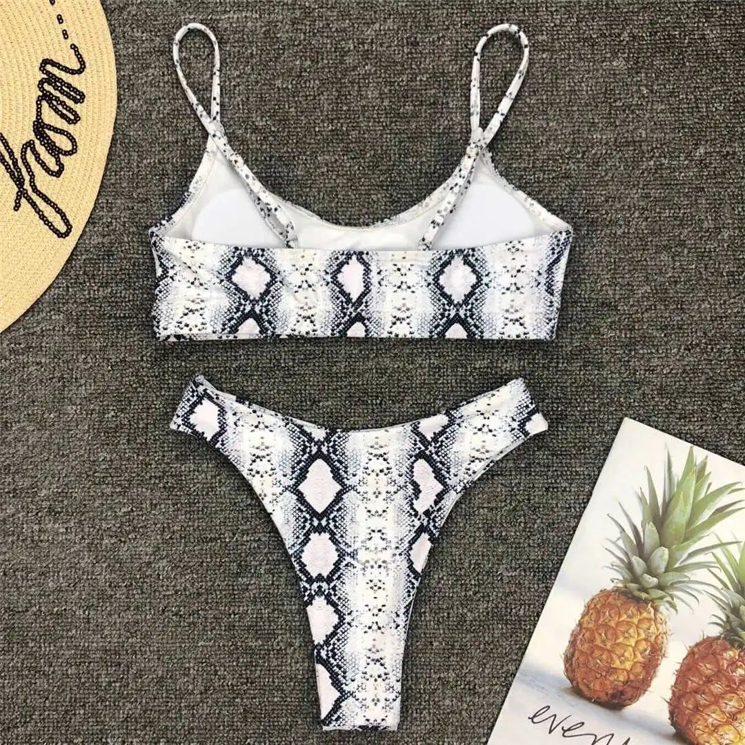 14 Farben S-XL Elegant Leopard Bikini: Varleinsar Wire-Free Low Waist Brasilianischer - Zweiteilig Beach Style Polsterung Leopard-Muster