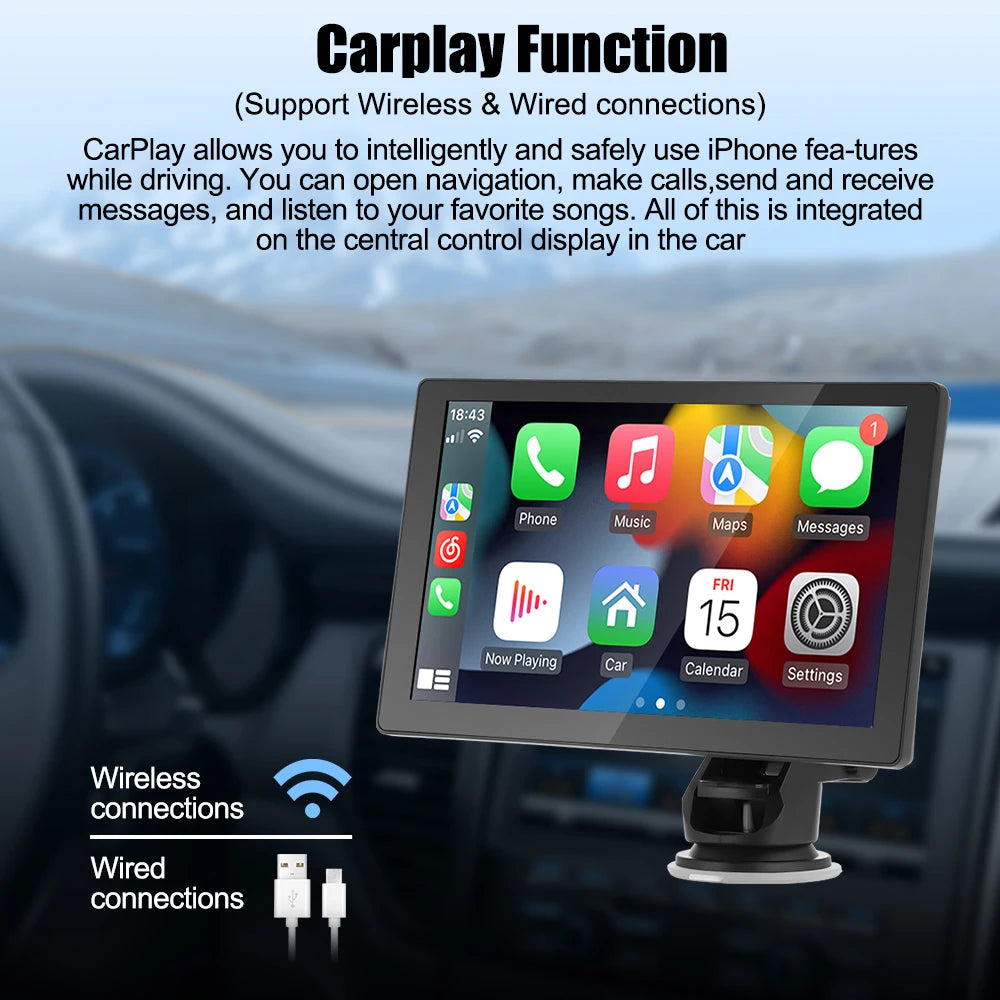 Autoradio 2025: Universal 9" Kabelloses Apple CarPlay Android Auto Bluetooth GPS FM AUX Multimedia-System