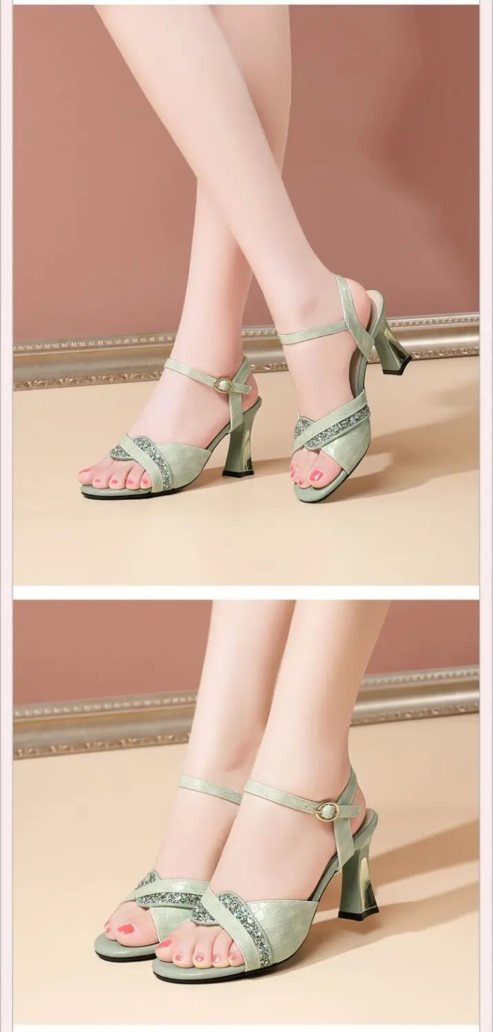 Elegant Sandals Ladies 2023 Shoes for Women Sandals Summer 2023 Peep Toe Dress Bling High Heels Sandals Female Fashion elegant Shoe