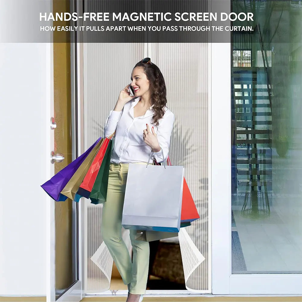 Magnetic Screen Door Screen Hands Free Mesh Partition Heavy Duty Curtain Keeps Bugs Out Frame Hook & Loop Pet and Kid Friendly