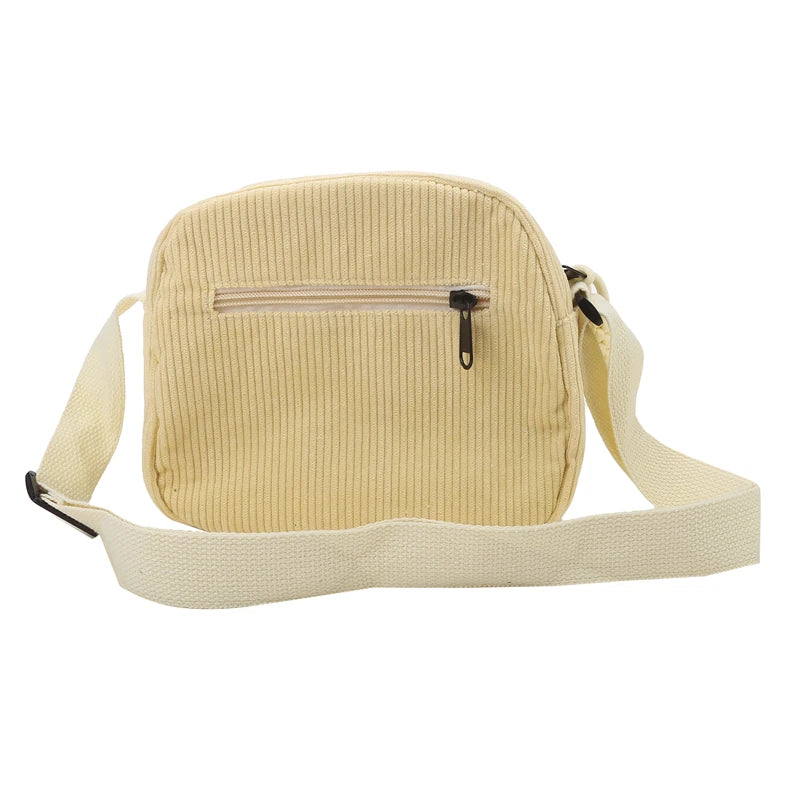 Simple Versatile Crossbody Bag Fashionable Casual Small Square Bag Personalized Commuting Shoulder Bag Corduroy Unisex Trend